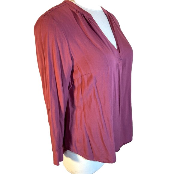 New York & Company soho Blouse Women's XXL Mauve Pink Long Sleeve Deep V-neck - Picture 4 of 13